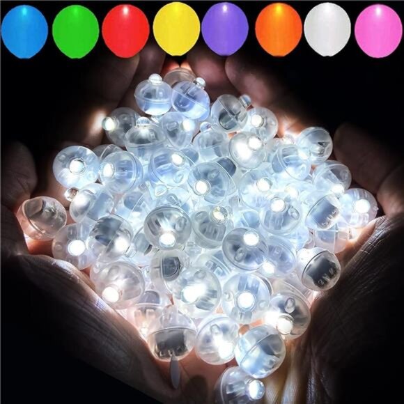 100pcs White Balloon Lights,Long Standby Time Waterproof Mini Light,Battery - Picture 1 of 7